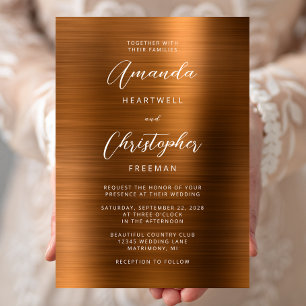 Invitation Mariage en écriture métallique cuivrée