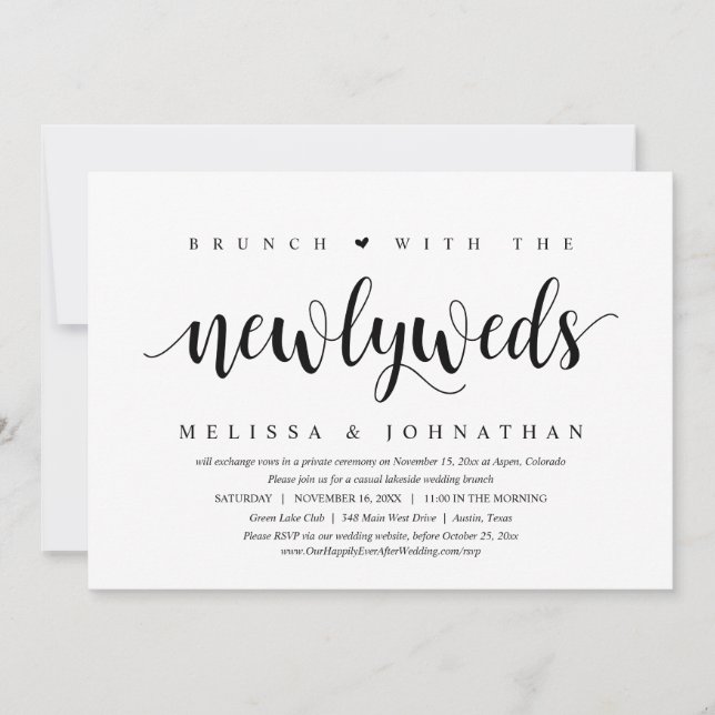 Invitation Mariage en Elopement, Brunch Avec Les Jeunes Marié (Devant)