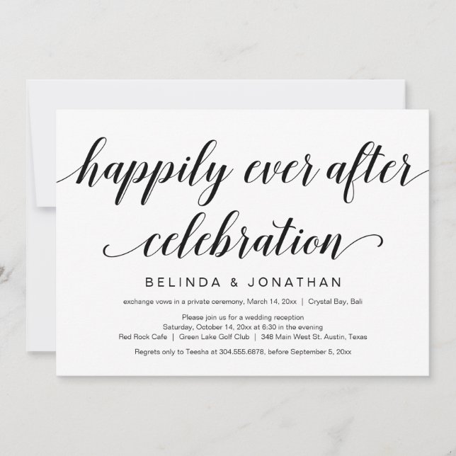 Invitation Mariage en Elopement, Écriture Noire Élégante et R (Devant)