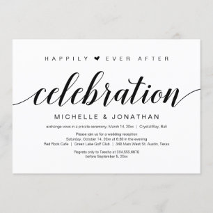 Invitation Mariage en Elopement, Elégant Script Noir