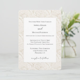 Invitation Mariage en fausse dentelle blanc crème