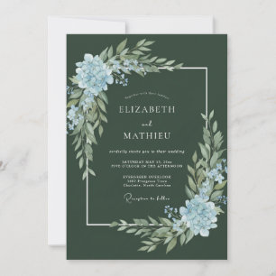 Invitation Mariage en feuillage d'acier mousse sombre
