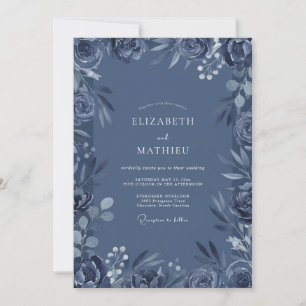 Invitation Mariage en feuillage gris ardoise acier Eucalyptus