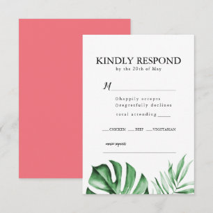 Invitation Mariage en feuille de palme tropicale RSVP avec en