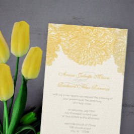 Invitation Mariage en fleur Dahlia jaune Iris