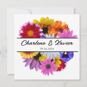 Invitation Mariage en fleur - Fleur fractionnée ronde