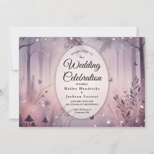 Invitation Mariage en forêt avec des lumières de fée éthérées