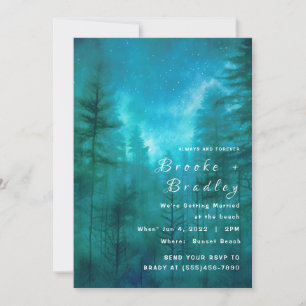 Invitation Mariage en forêt de teal vert et ciel bleu