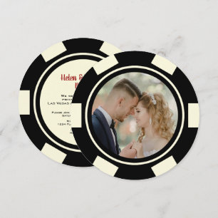 Invitation Mariage en fuite avec jeton de poker noir et blanc