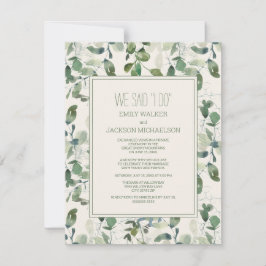 Invitation Mariage en fuite de feuilles d'eucalyptus vert sau