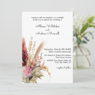 Invitation Mariage en herbe romantique Boho Pampas