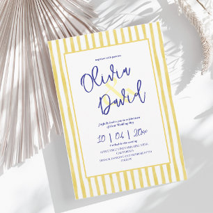 Invitation Mariage en Italie avec des rayures jaunes modernes