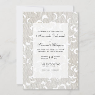Invitation Mariage en ivoire et dentelle blanche