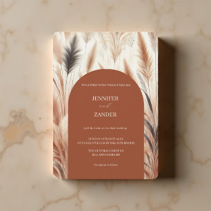 Invitation Mariage en laiton de Pampas de Bohême moderne