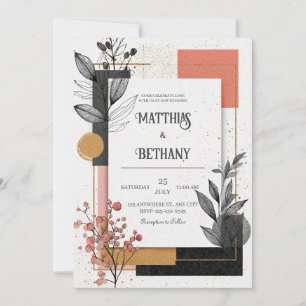 Invitation Mariage en ligne artistique en terre cuite noire e