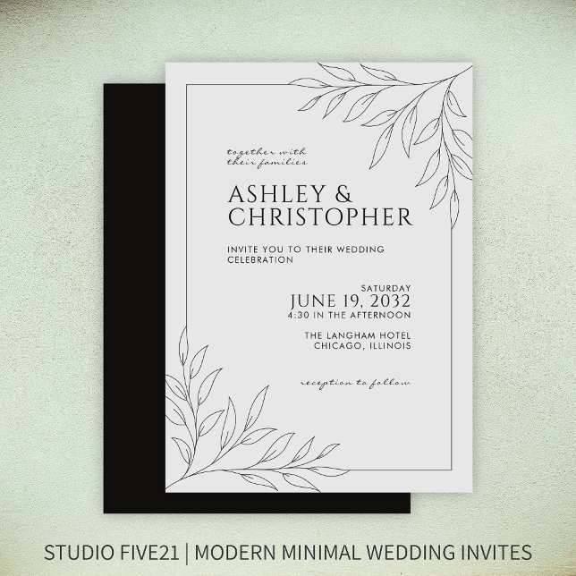 Invitation Mariage en ligne moderne Smokey Black Foliing (Créateur téléchargé)