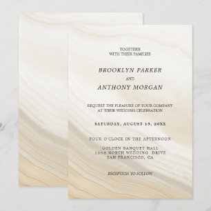 Invitation Mariage En Marbre Beige Et Gris