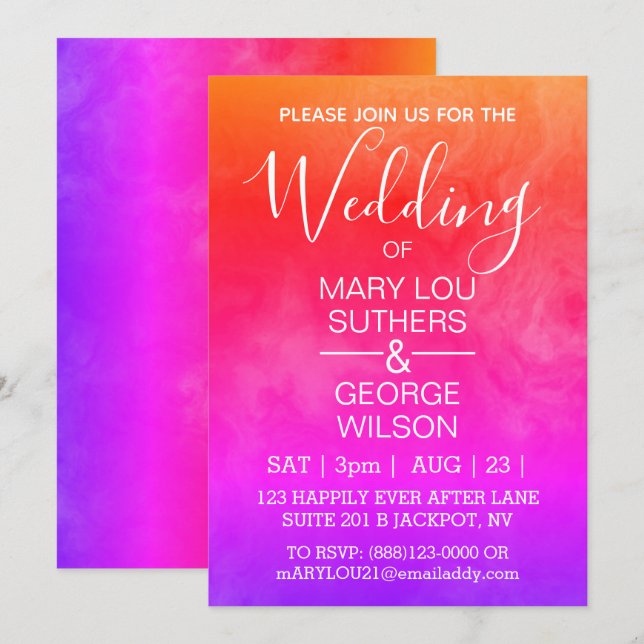 Invitation Mariage en marbre fumé (Devant / Derrière)