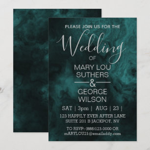 Invitation Mariage en marbre fumé Dark Aqua