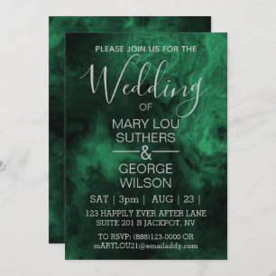 Invitation Mariage en marbre fumé vert foncé