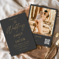 Mariage en or gris fusain QR Code Code Photo Scrip
