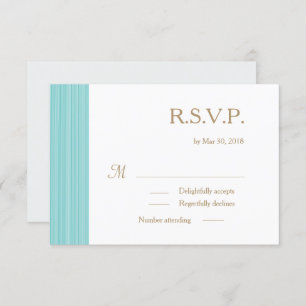 Invitation Mariage en or turquoise blanc subtil rayures