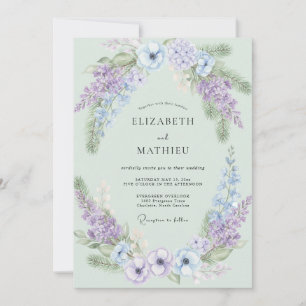 Invitation Mariage en Periwinkle Wisteria Mousse de Mer