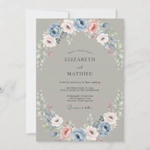 Invitation Mariage en Ranunculus Eucalyptus Teinte d'Acier