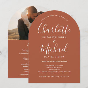 Invitation Mariage en terre cuite avec photo en un seul scrip