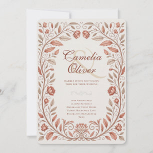 Invitation Mariage en terre cuite botanique victorienne