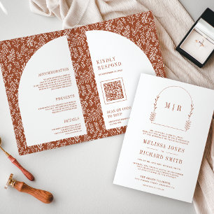 Invitation Mariage en terre cuite d'arche de feuille d'art de