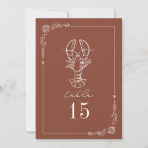Invitation Mariage en terre cuite de homard rustique Numéro d