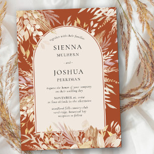 Invitation Mariage en terre cuite et crème encadré botanique