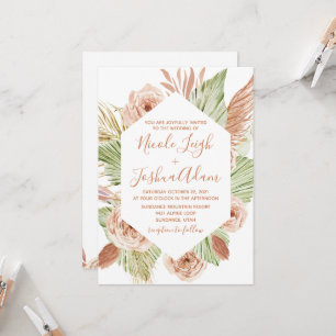Invitation Mariage en terre cuite floral boho, palmiers et pa
