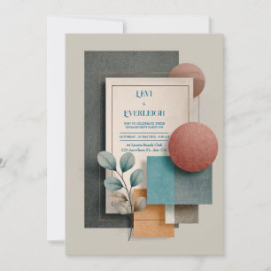 Invitation Mariage en Terre Cuite Géométrique Abstraite Moder