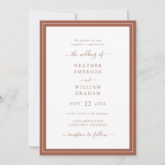 Invitation Mariage en terre cuite moderne (Devant)
