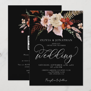 Invitation Mariage en terre cuite noire foncée Moody Fall