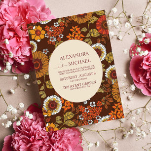 Invitation Mariage en terre cuite Retro Vintage Sixties