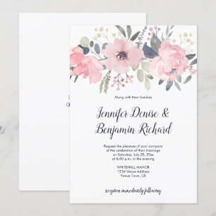 Invitation Mariage en-tête floral rose pâle