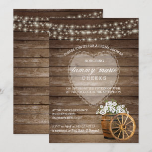 Invitation Mariage en tonneau rustique en bois avec fleurs bl