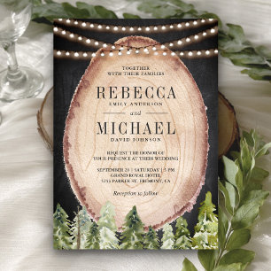Invitation Mariage en tranche de bois rustique
