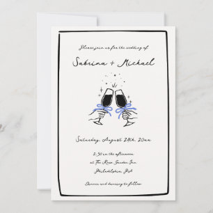 Invitation Mariage en verre à main blanche et noir lunaire
