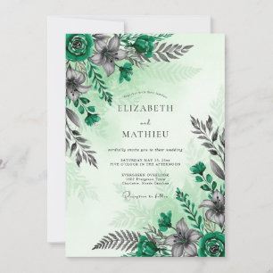Invitation Mariage Enchanté de la Forêt de Verdure Émeraude