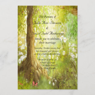 Invitation Mariage enchanté de scène de forêt