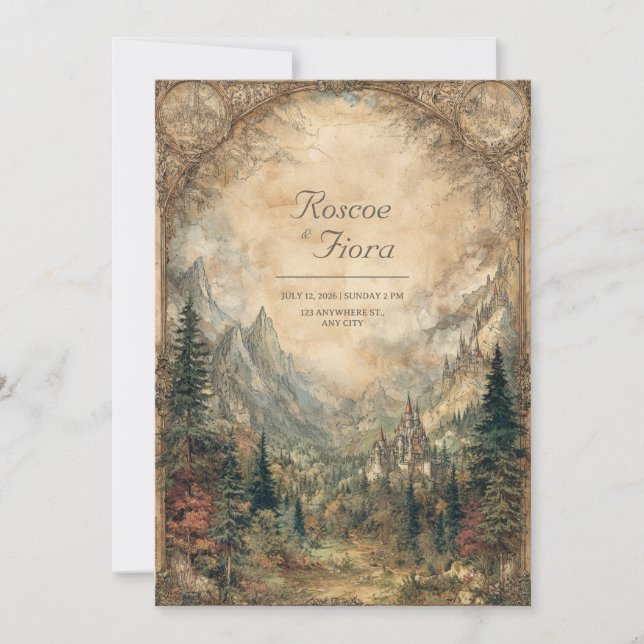 Invitation Mariage enchanté du château de Mystic Valley (Devant)