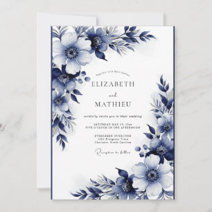 Invitation Mariage Enchantement Floral Indigo