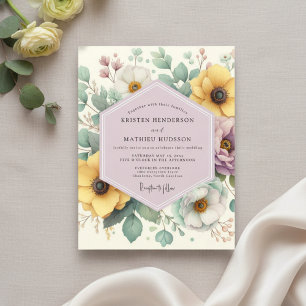 Invitation Mariage Enchantement Floral Jaune Pâle