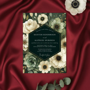 Invitation Mariage Enchantement Floral Turquoise Profond