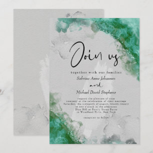 Invitation MARIAGE Encre à alcool verte en verre de mer abs