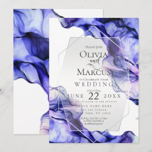 Invitation MARIAGE   Encre Abstraite Indigo de la Marine